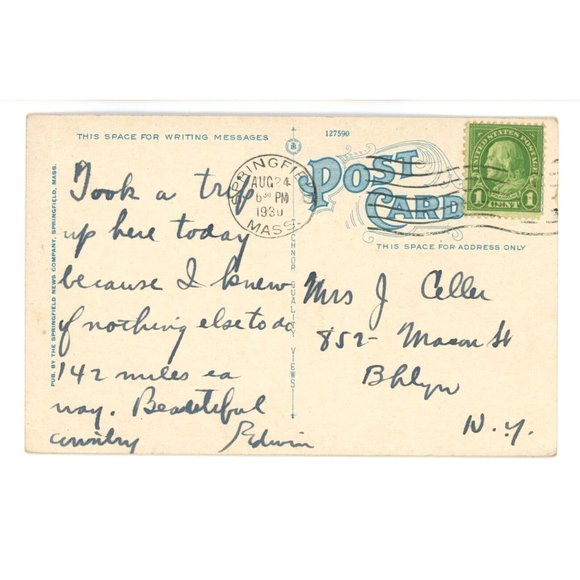 Vintage Postcard Springfield Massachusetts New Union Station Posted Stamped 1930 - Picture 2 of 2